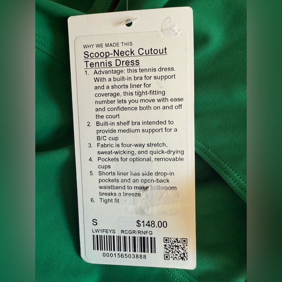 lululemon NWT Scoop Neck Cut Out Tennis Dress in Green - Picture 8 of 11
